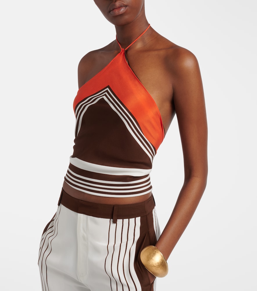 SIR Destino striped halterneck silk top