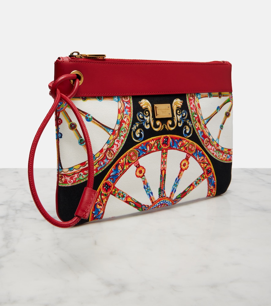  Dolce&gabbana Dolce&gabbana Small Printed Leather-trimmed Canvas Pouch 