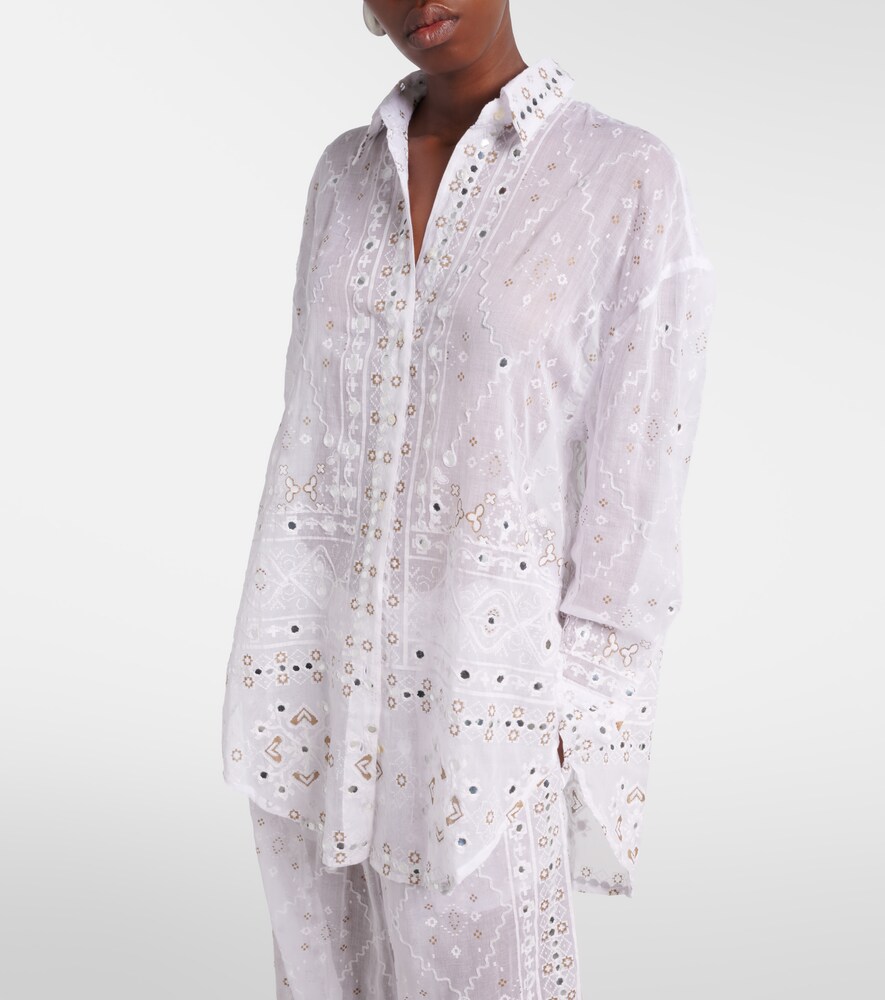 Juliet Dunn Embellished cotton shirt