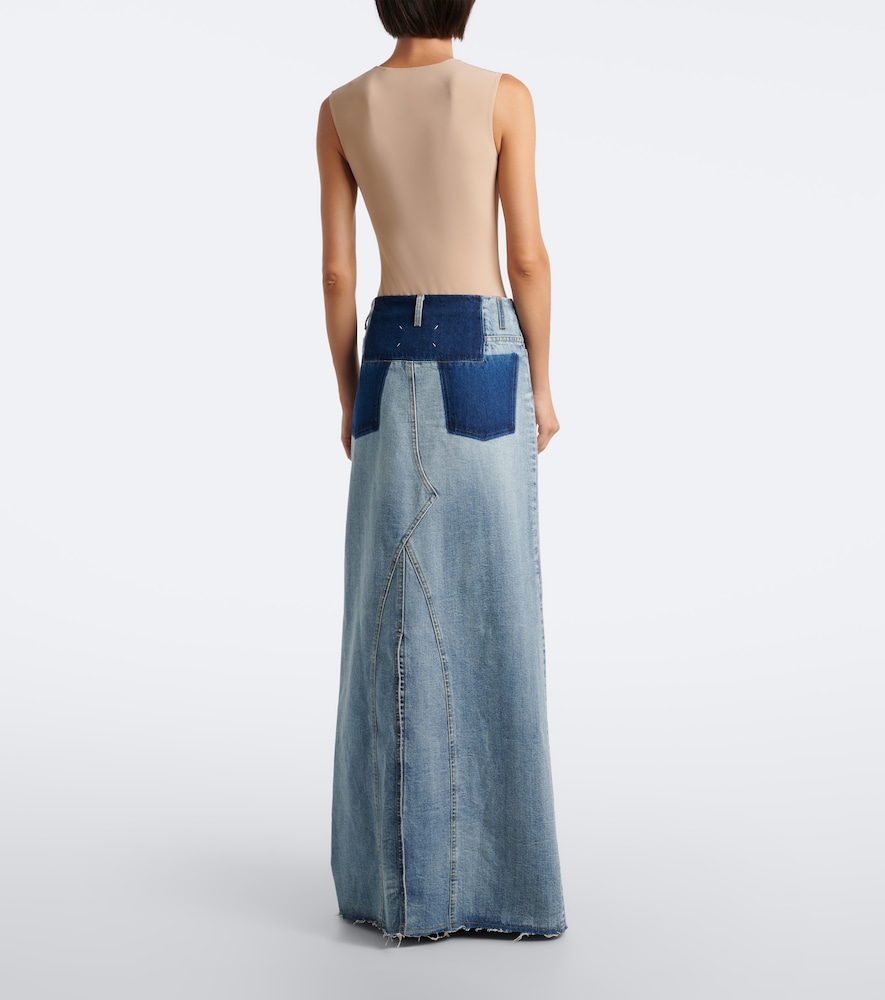 Paneled Denim Maxi