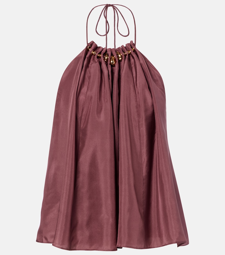 Zimmermann Aster beaded halterneck silk top