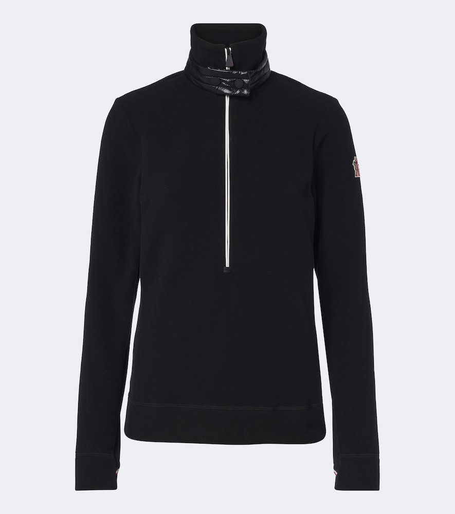 Moncler Grenoble Women's Black Fleece Half-Zip Ski Sweater UK Size 10 - Mytheresa