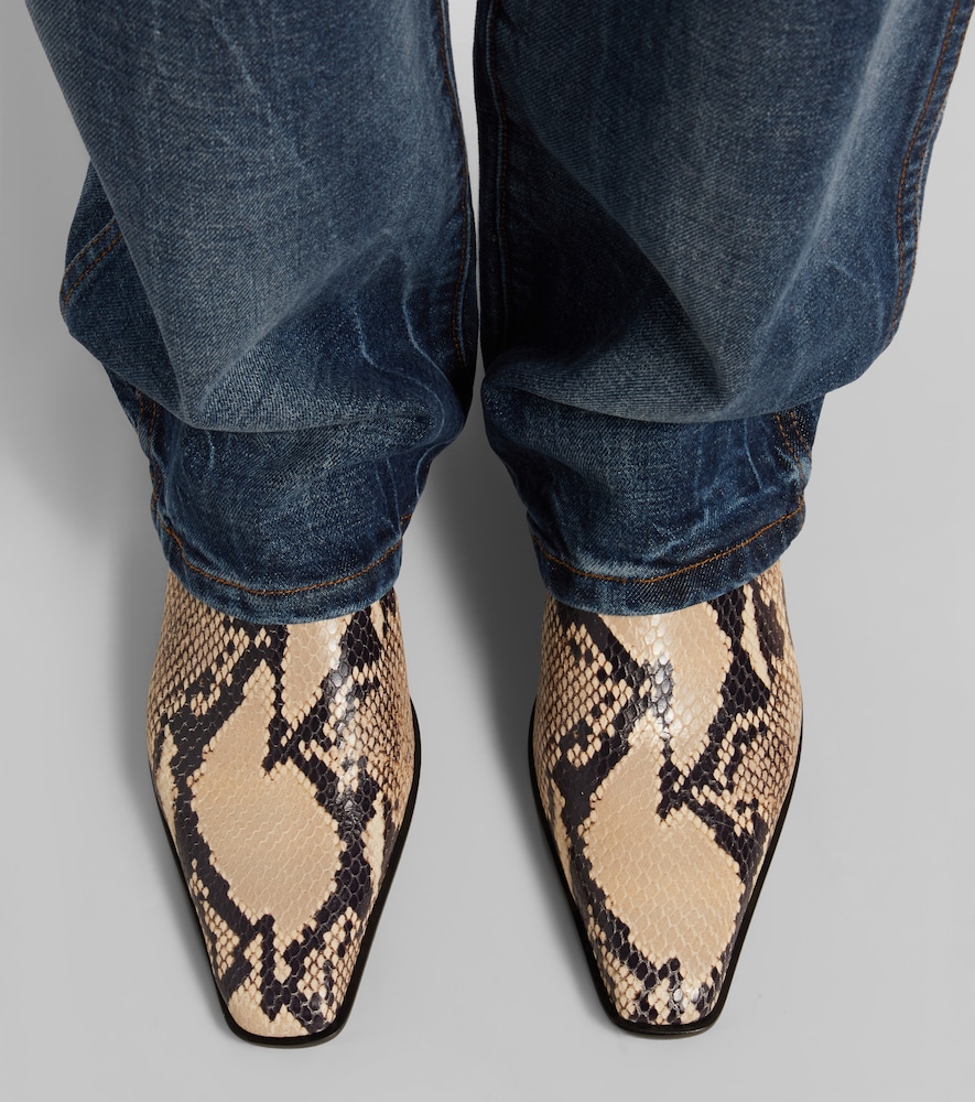 Bettina Snake-Print Ankle Boots