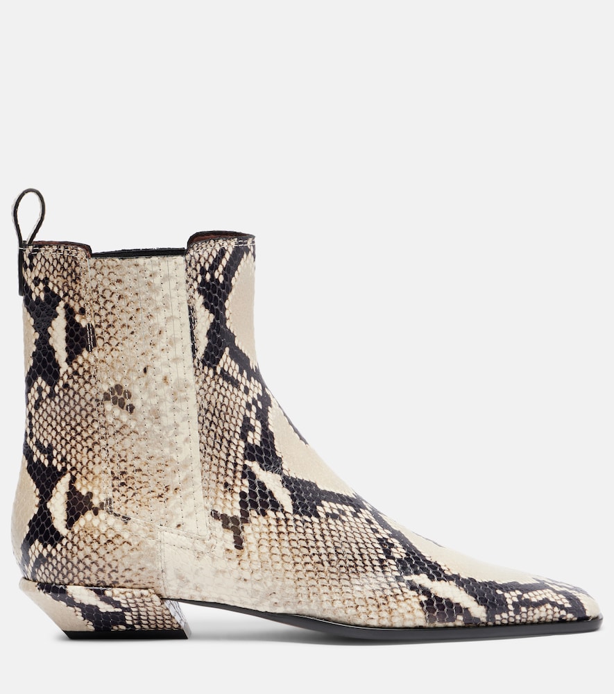 Bettina Snake-Print Ankle Boots