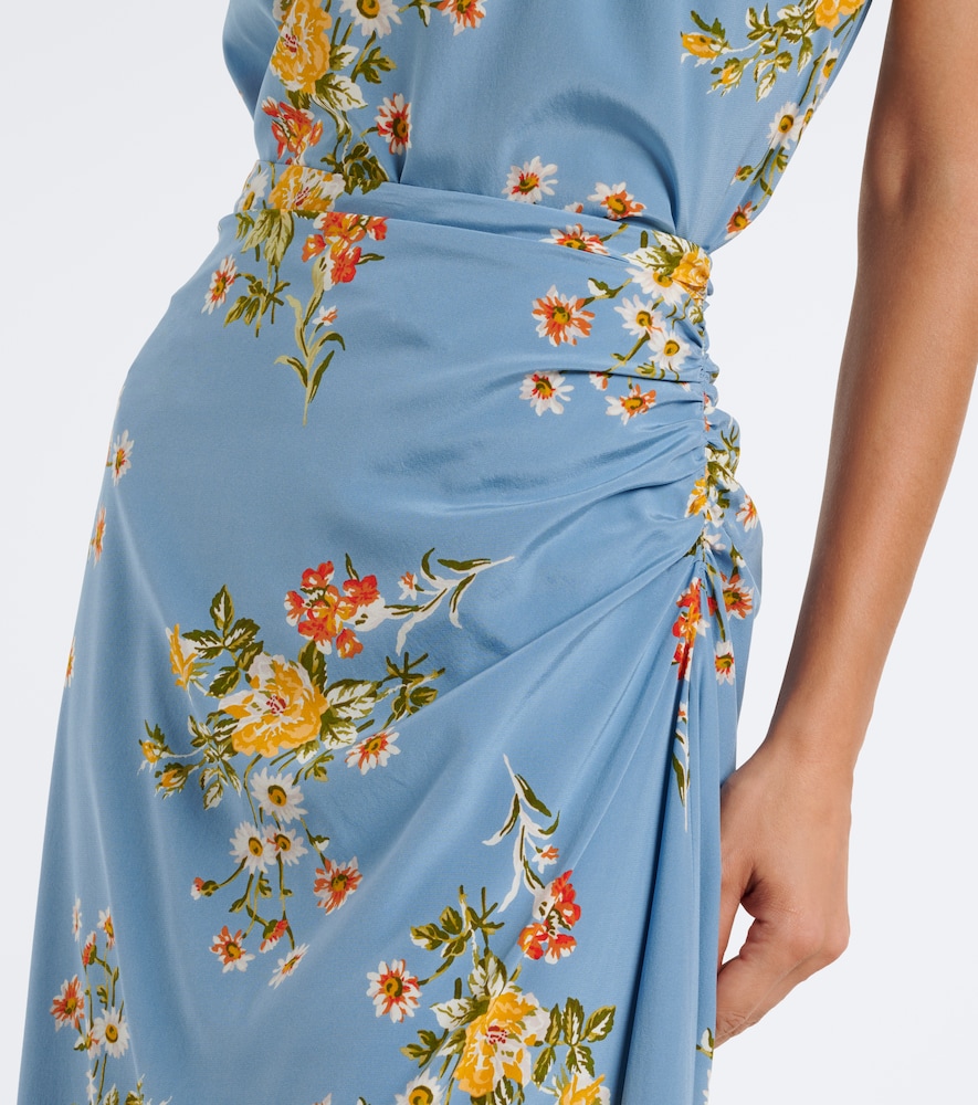 Limani Ruched Floral Silk-Blend Midi