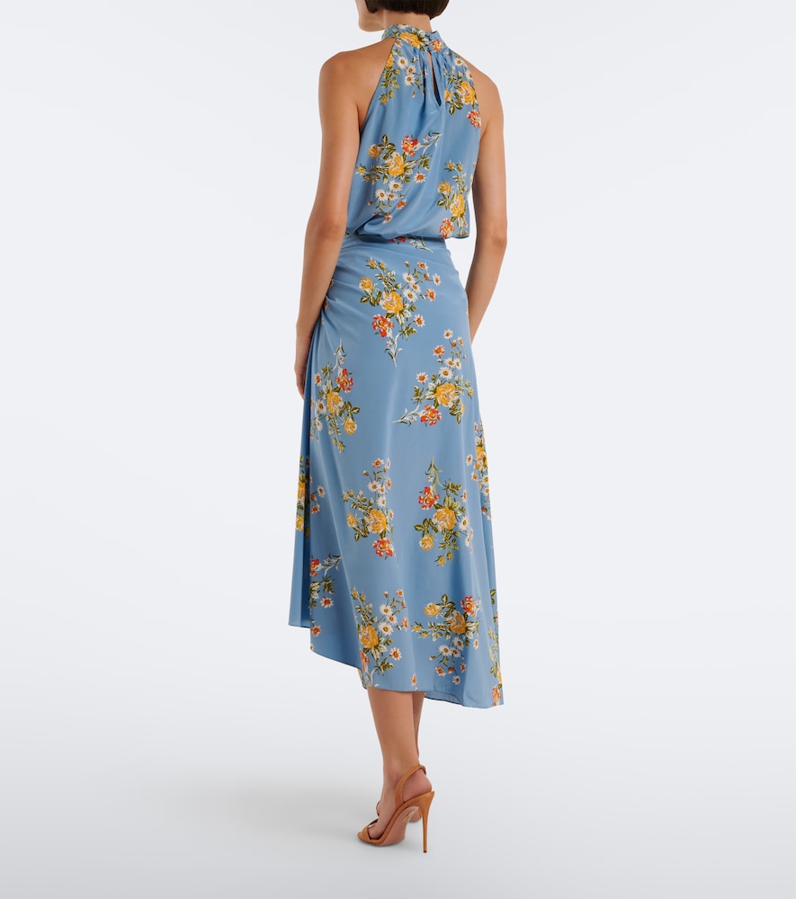 Limani Ruched Floral Silk-Blend Midi
