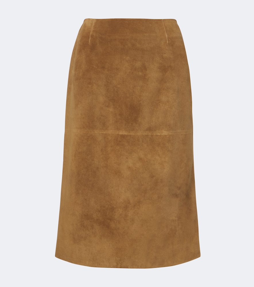 Jil Sander Suede Midi Skirt In Brown