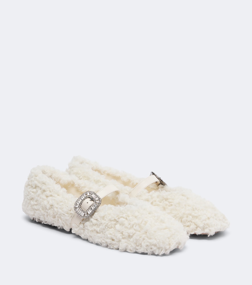 Mary-Jane-Ballerinas Pilgrim Strass aus Shearling