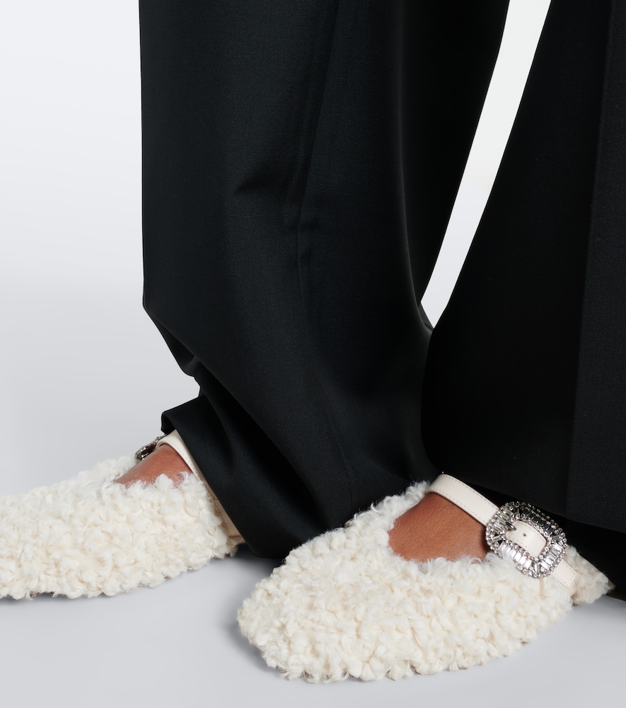 Pilgrim Strass Shearling Mary Jane Flats