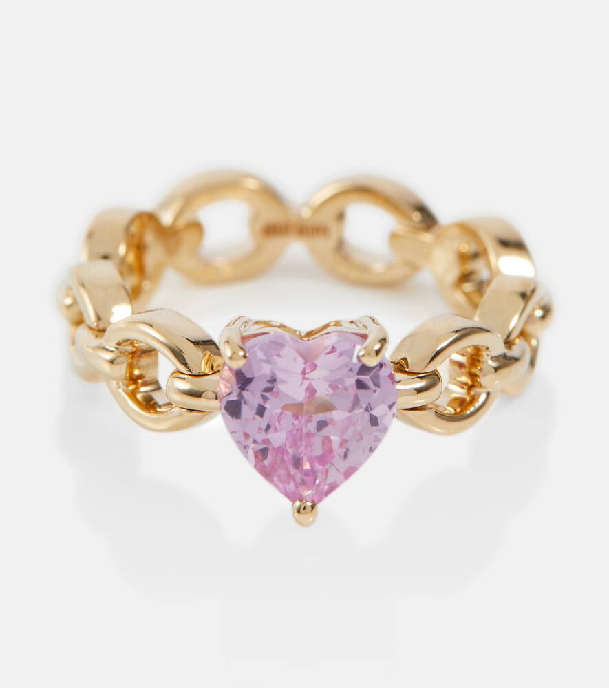Nadine Aysoy Catena Petite Heart 18kt gold ring with topaz