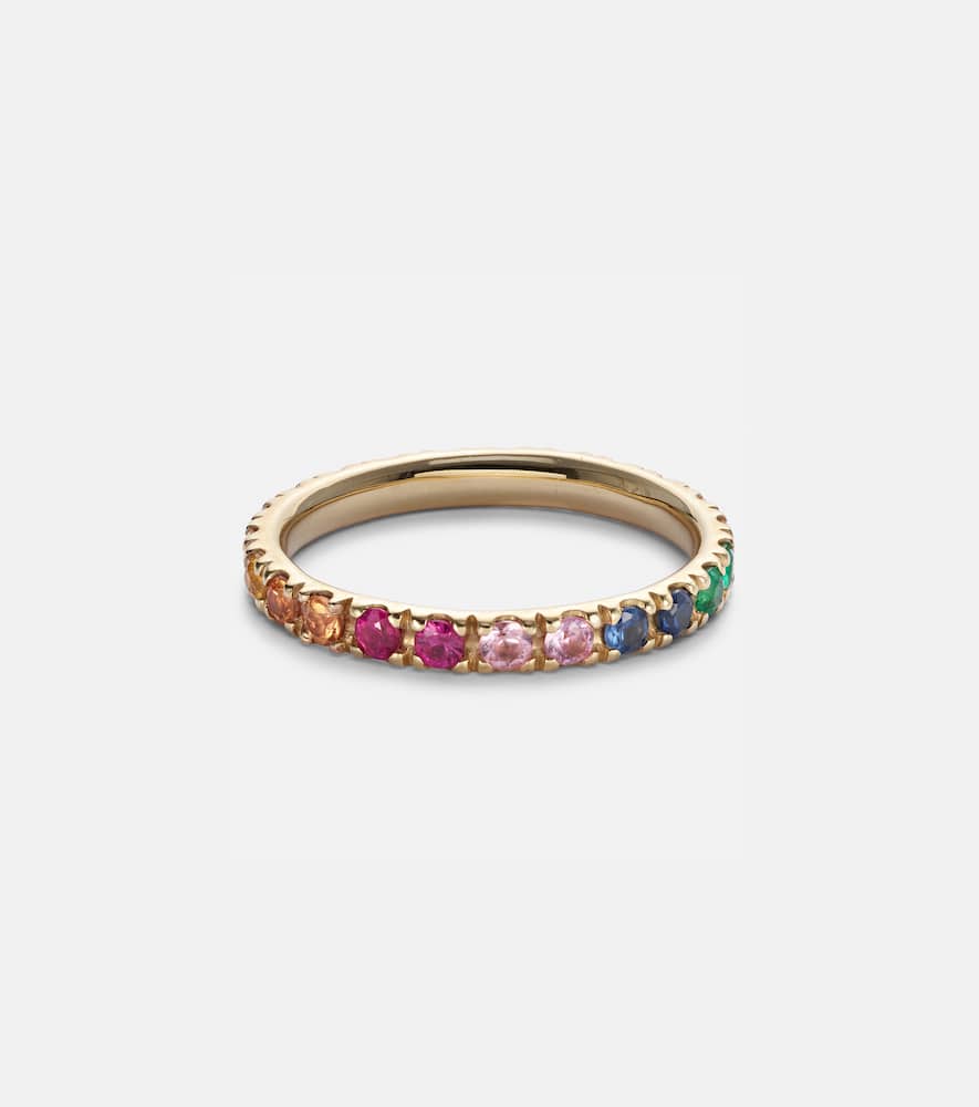 Rainbow Large 14kt gold eternity ring with sapphires, rubies, amethysts, and emeralds
