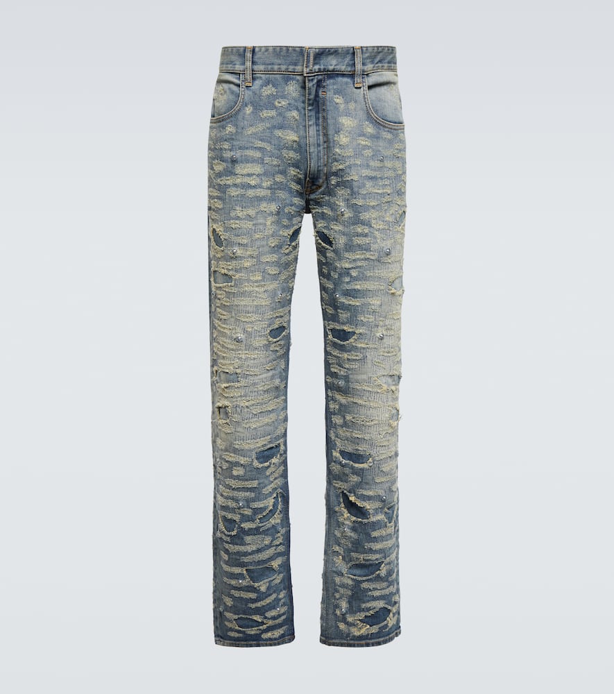 Givenchy Distressed embellished slim jeans