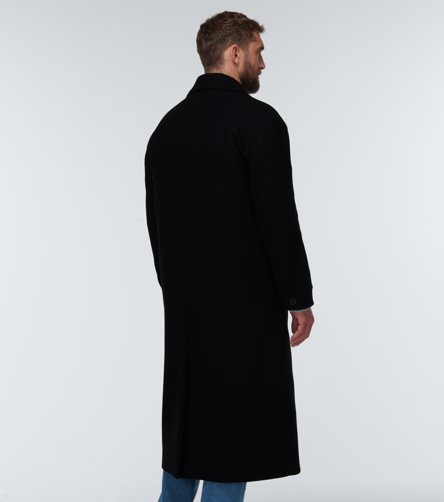  Valentino Valentino Leather-trimmed Wool Overcoat 