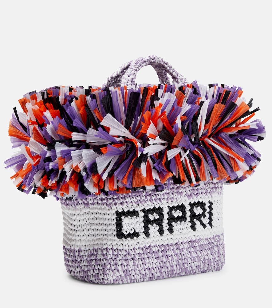 Pucci Logo Small Raffia-trimmed Tote In Multi