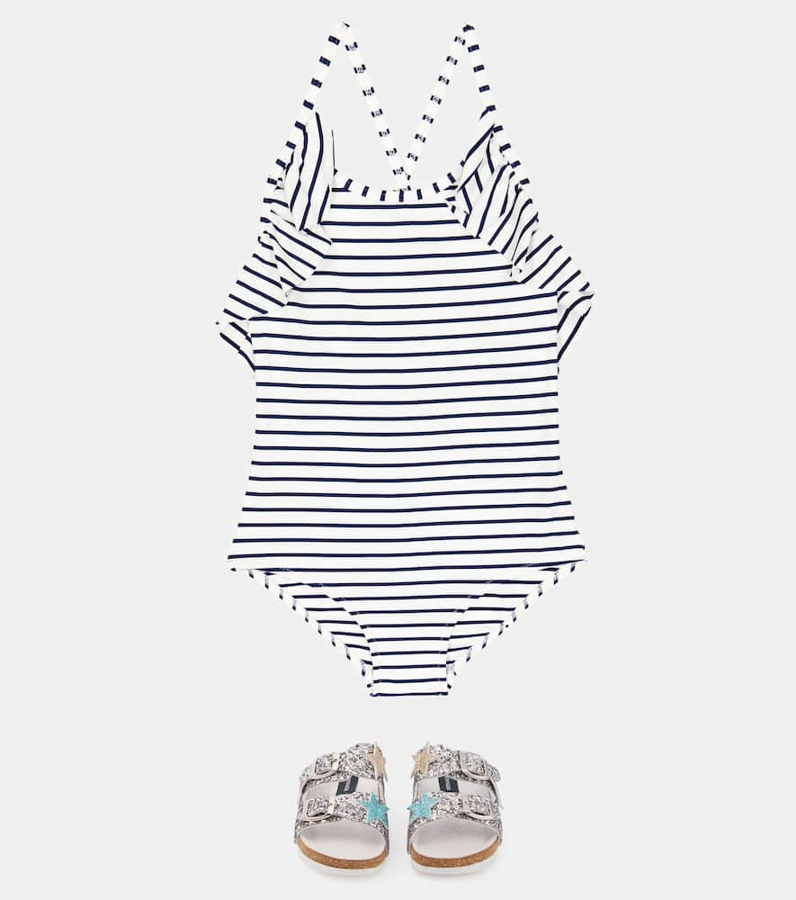 Shop Melissa Odabash Baby Annaelle Striped Swimsuit In Navy Stripe