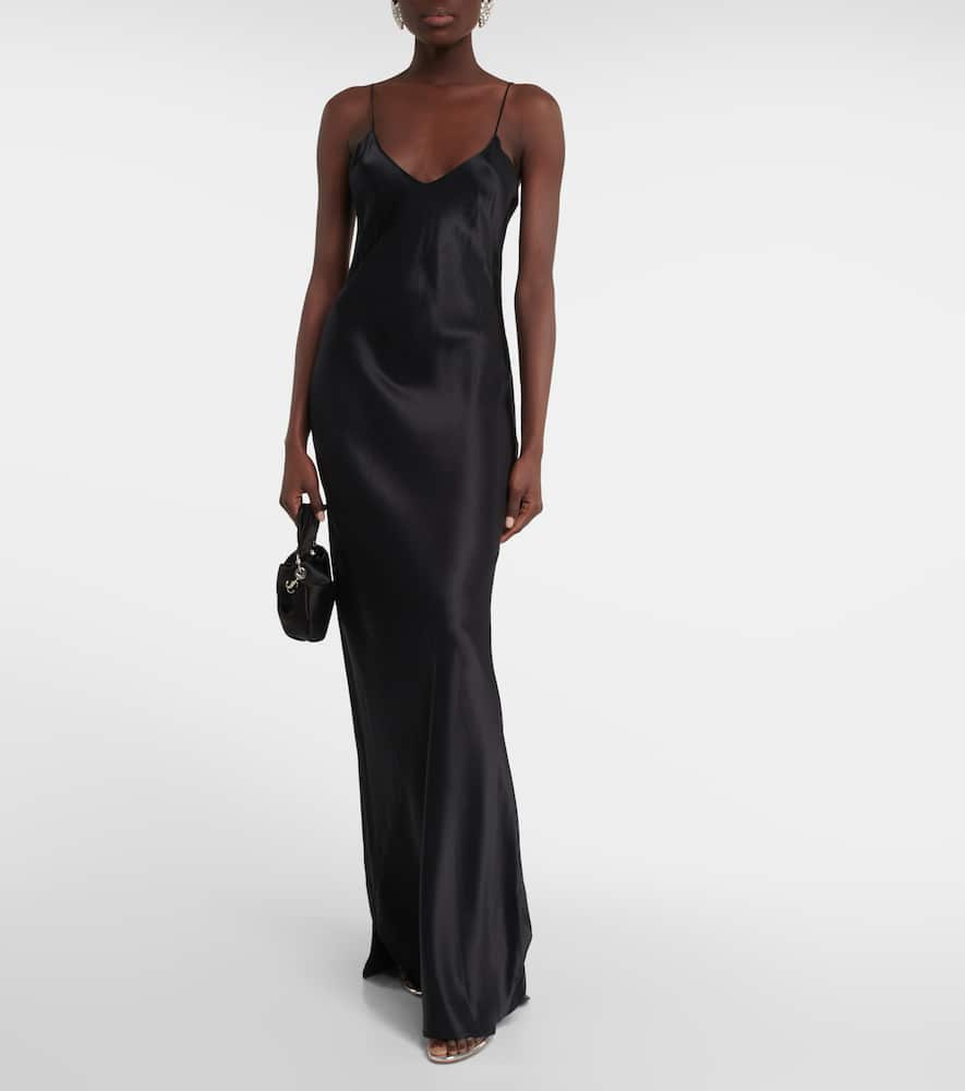 Shop Nili Lotan Silk Maxi Dress In Black