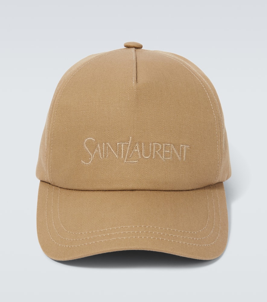 Logo cotton and linen gabardine baseball cap