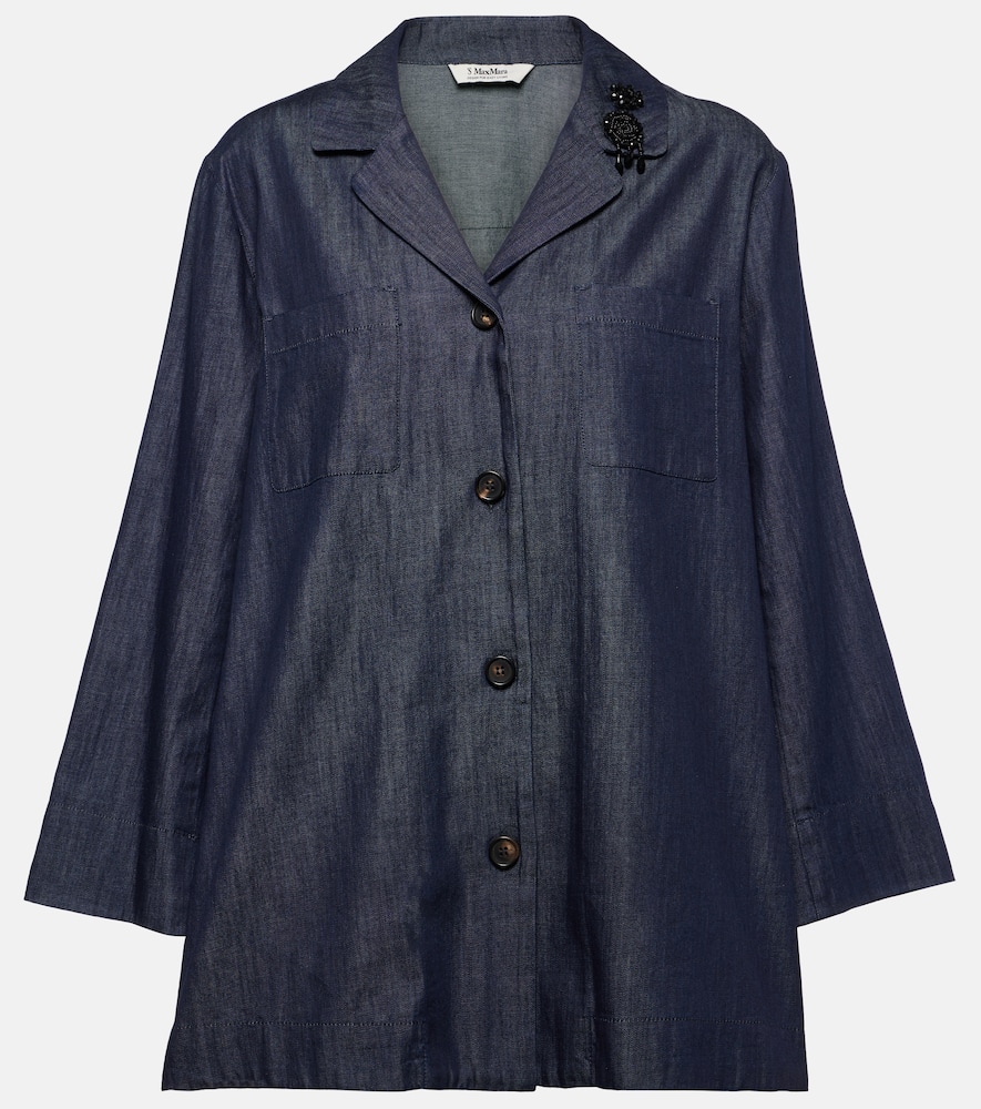 'S Max Mara Embellished cotton denim top