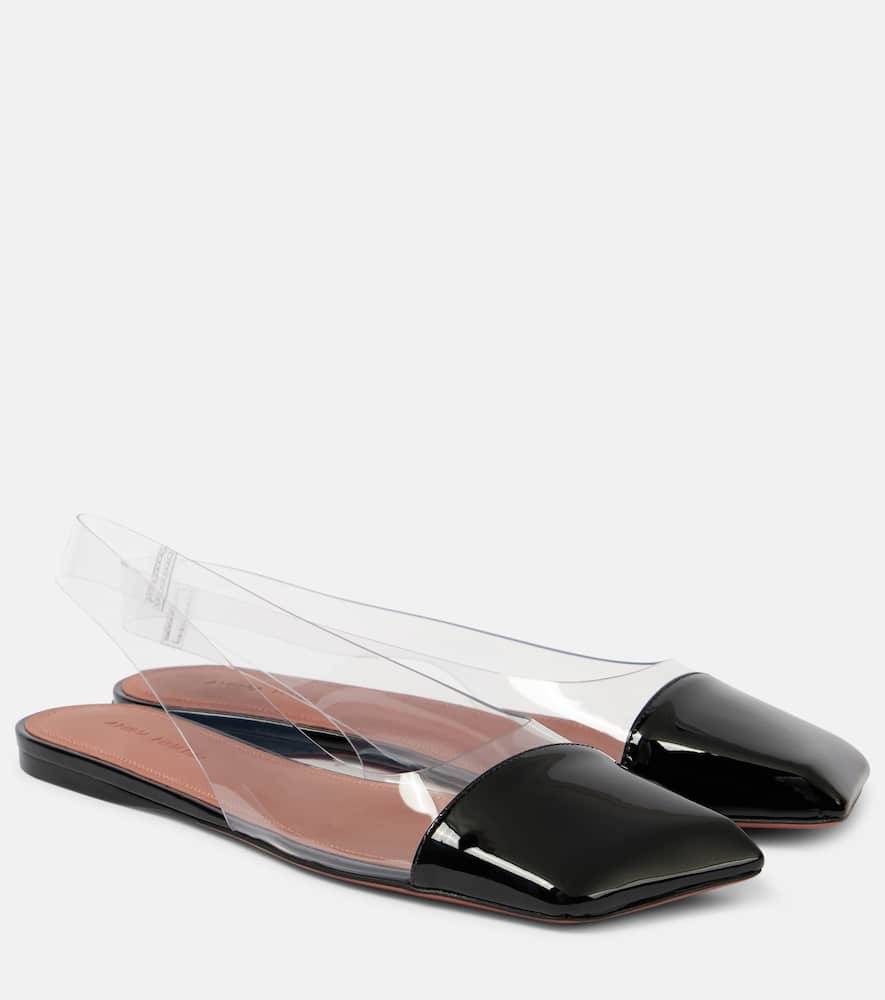AMINA MUADDI ANE GLASS PVC AND PATENT LEATHER SLINGBACK FLATS 
