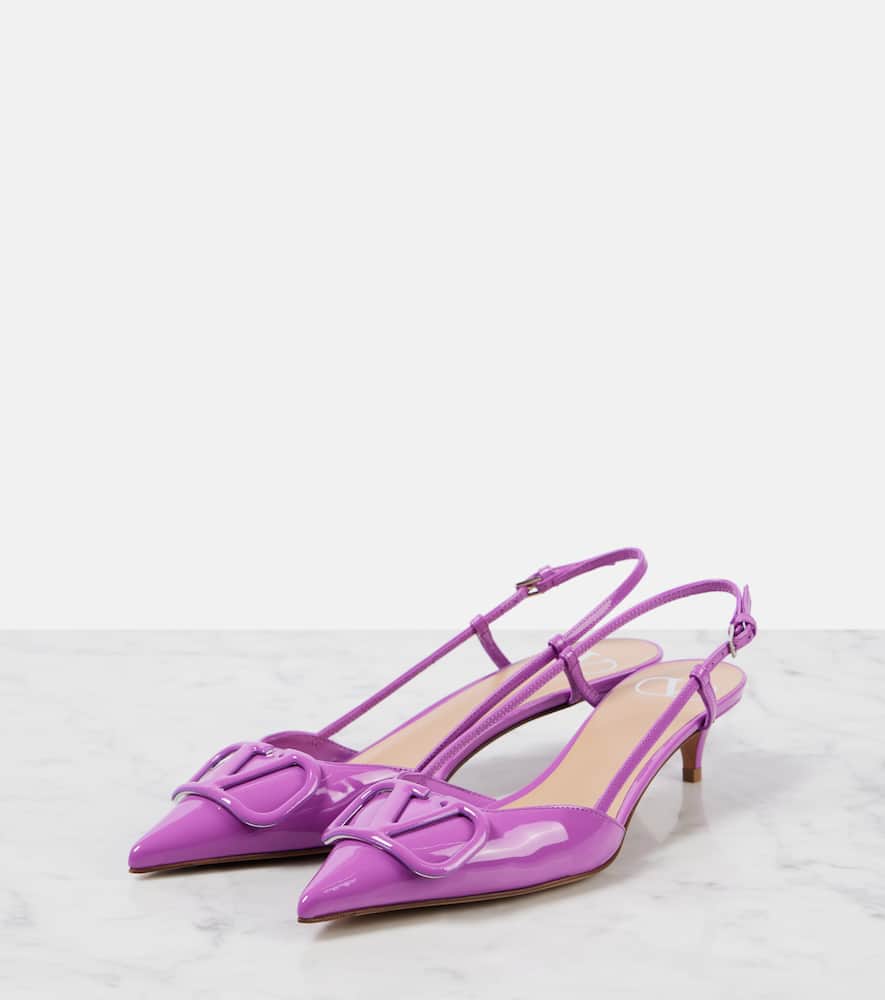 Valentino Garavani Vlogo Signature Patent Leather Slingback Pumps In Lila