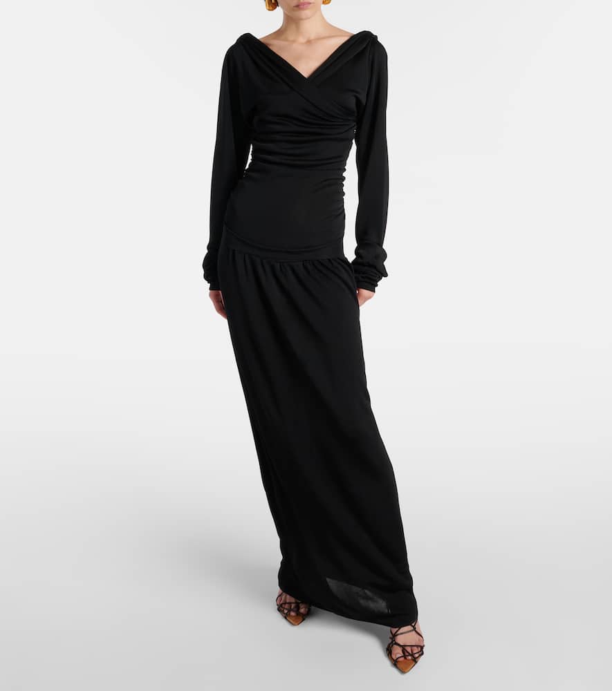 Khaite Fable Draped Maxi Dress In Black
