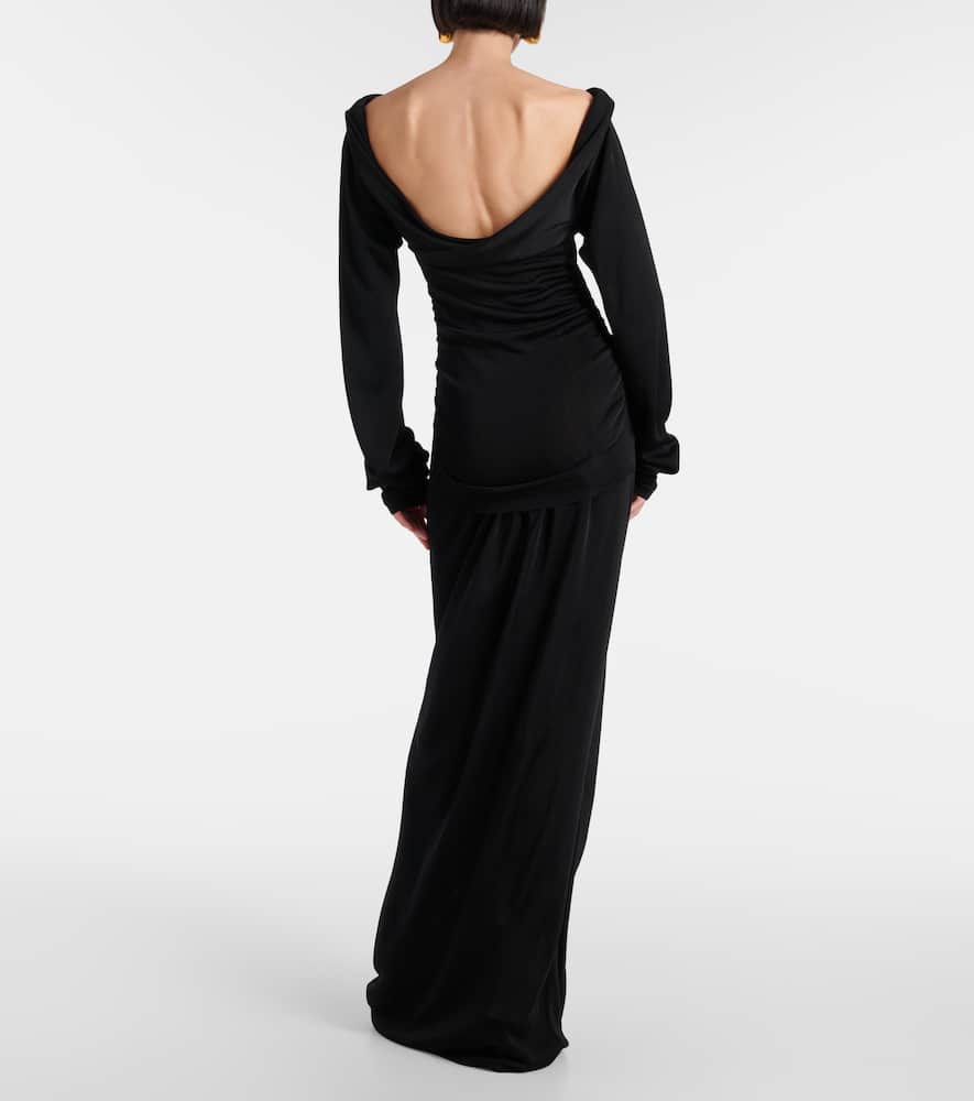 Khaite Fable Draped Maxi Dress In Black