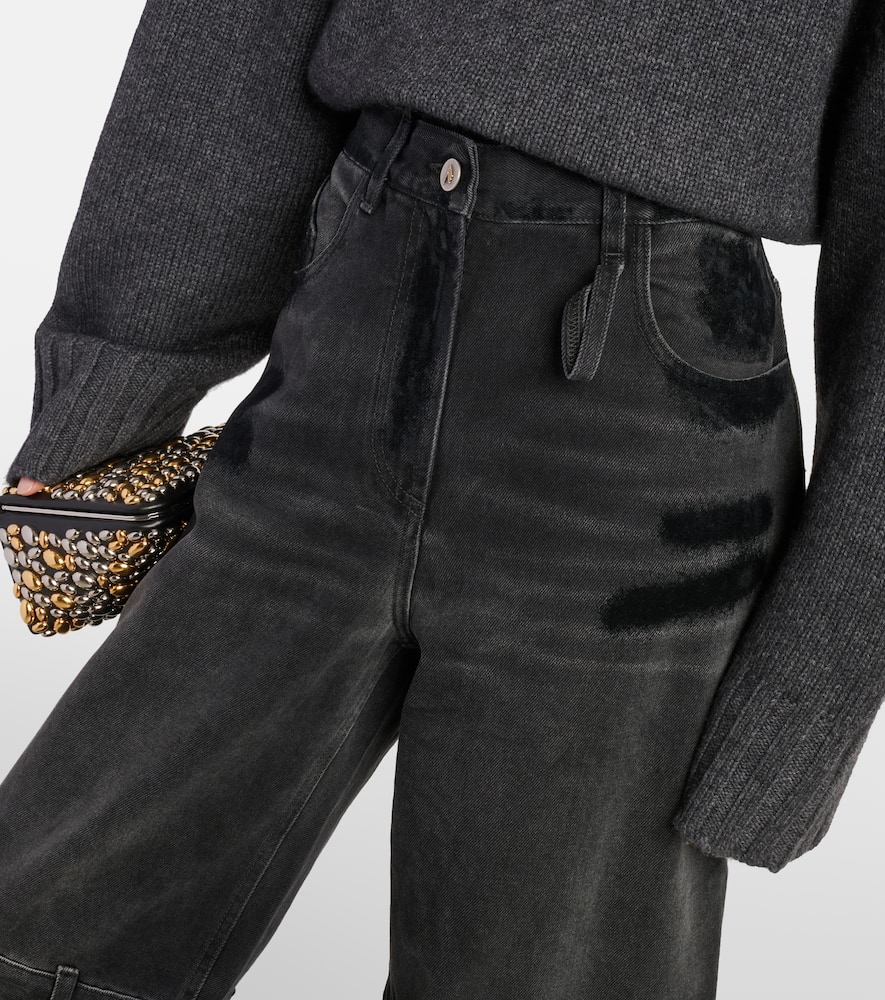 Attico High-rise Wide-leg Jeans Cut-out Detailing In Black
