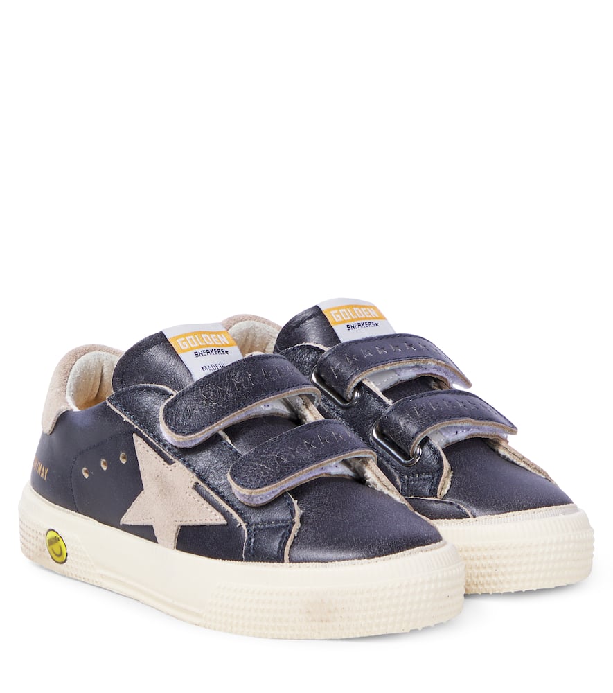 Golden Goose May School Leather Sneakers In Blue