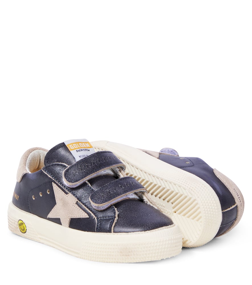 Golden Goose May School Leather Sneakers In Blue
