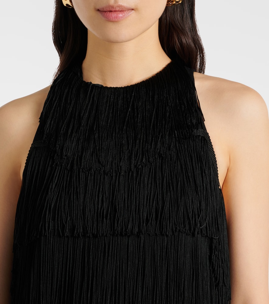 Dorothee Schumacher Emotional Essence Ii Fringed Jersey Top In Black