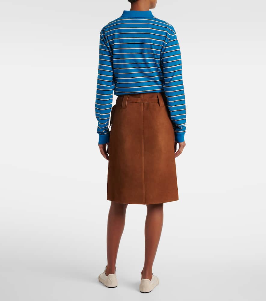 Prada Belted Midi Skirt In Brown