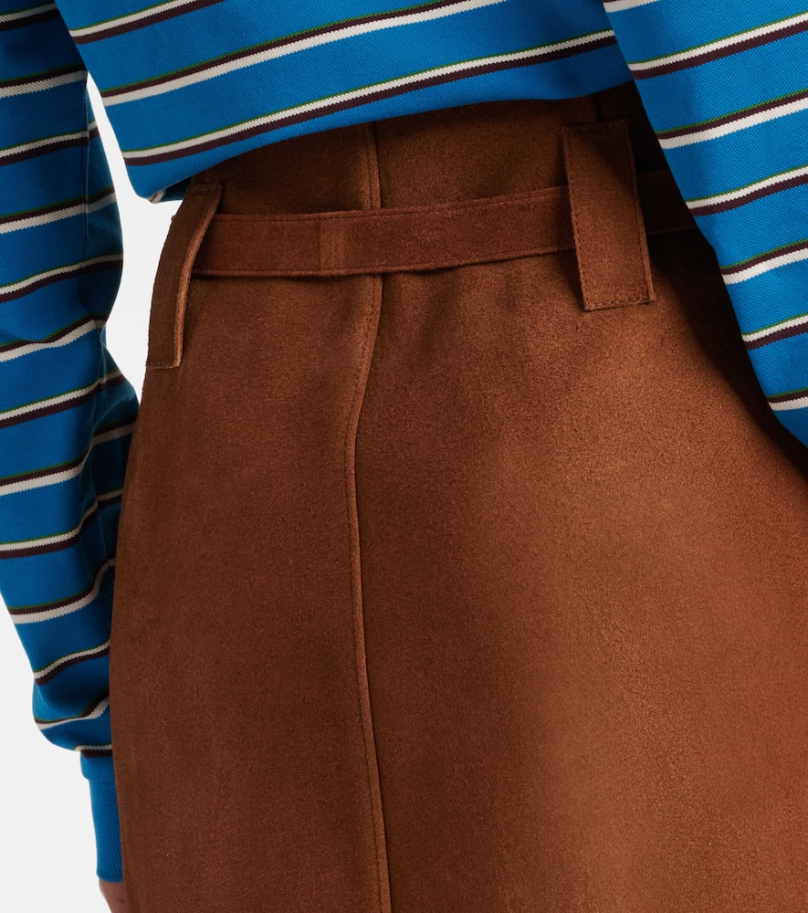 Prada Belted Midi Skirt In Brown