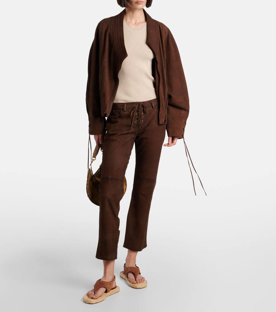 Paris Texas Amalfi Suede Thong Sandals In Brown