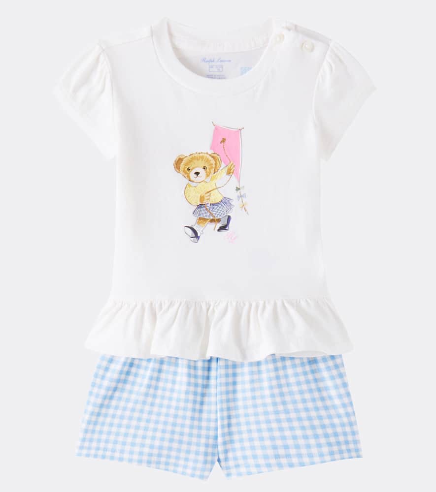 Polo Ralph Lauren Baby Polo Bear Cotton T-shirt And Pants Set In White