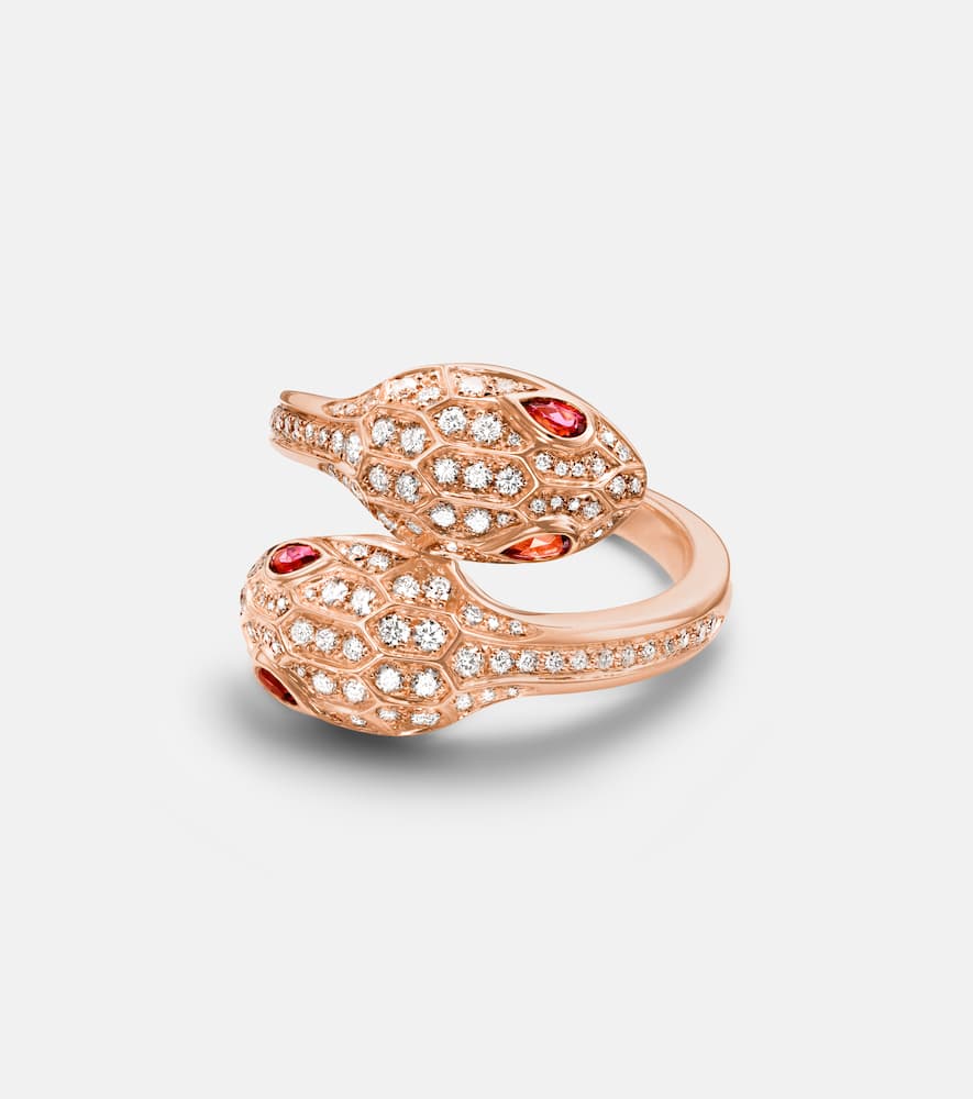 Bvlgari Serpenti Seduttori 18kt rose gold ring with diamonds and rubellites
