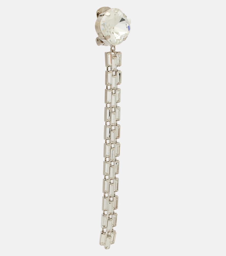 Alessandra Rich Crystal Embellished Fringed Dangling Earrings In Silver