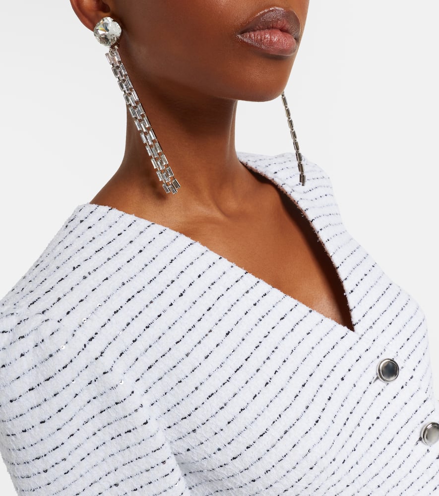 Alessandra Rich Crystal Embellished Fringed Dangling Earrings In Silver