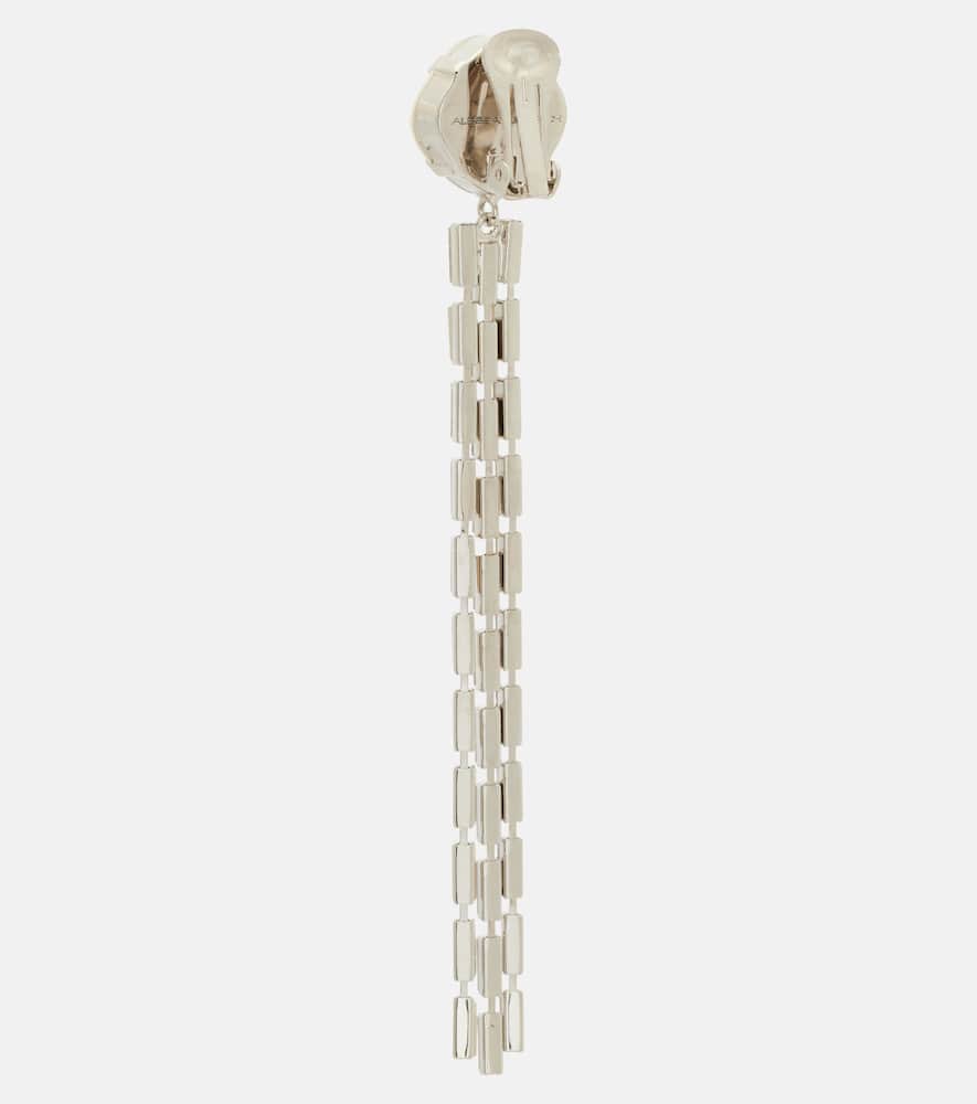 Alessandra Rich Crystal Embellished Fringed Dangling Earrings In Silver