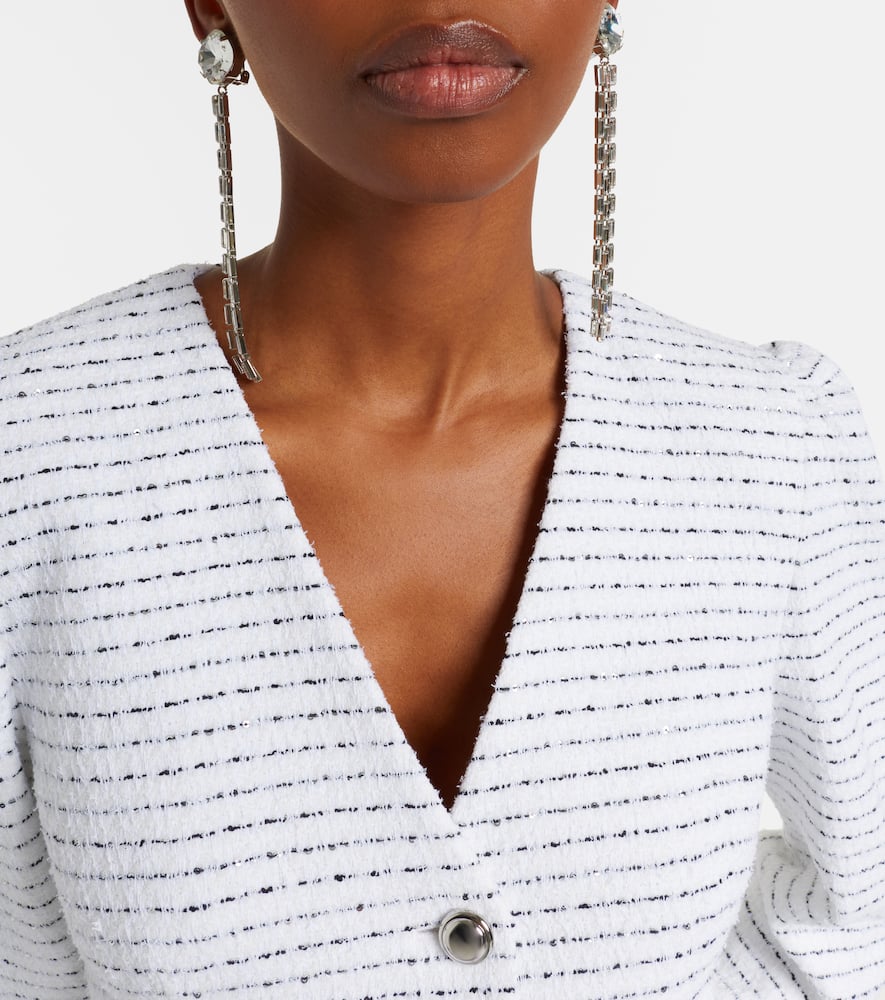 Alessandra Rich Crystal Embellished Fringed Dangling Earrings In Silver