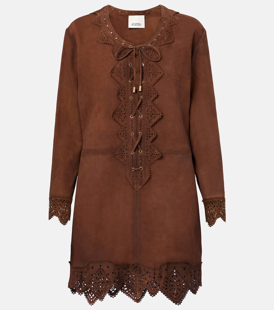 Shop Isabel Marant Charlina Lace-up Suede Minidress