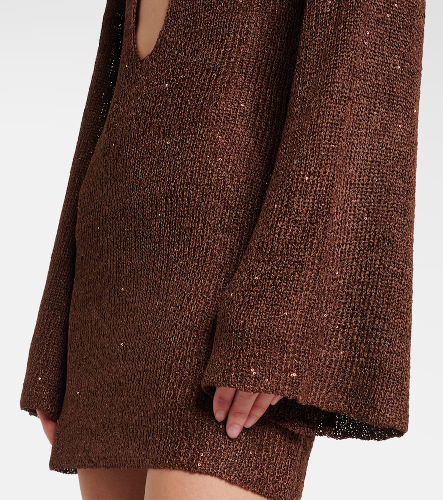 Bananhot Rey Sequined Minidress In Chocolate
