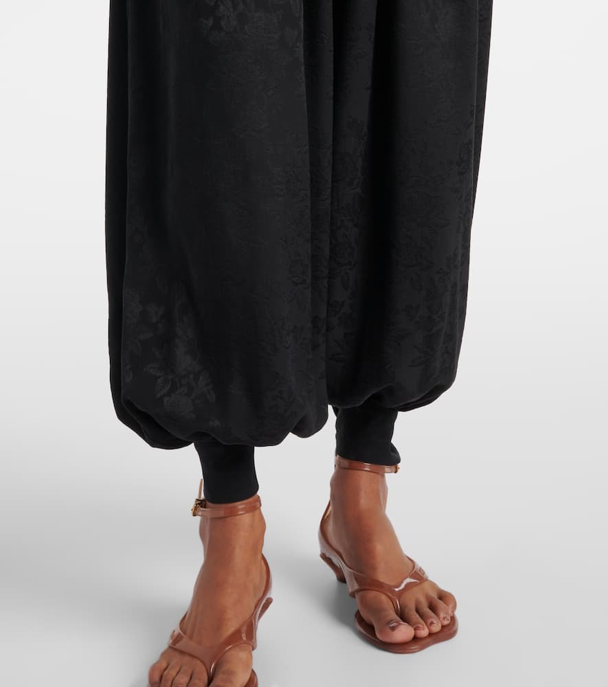 Chloé Black Pants With Ruced Details And Tied Cuffs In Silk Woman