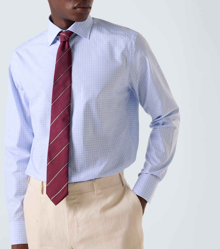 Canali Checked cotton poplin shirt