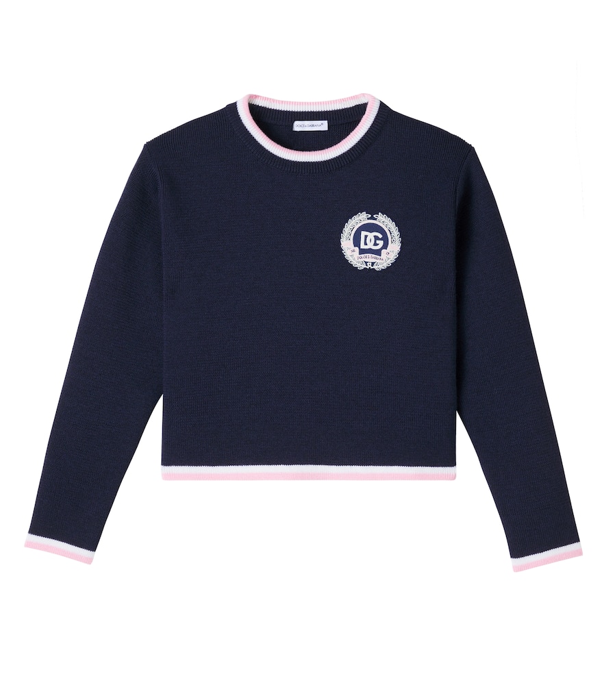 Dolce & Gabbana Dg Virgin Wool Sweater In Blue