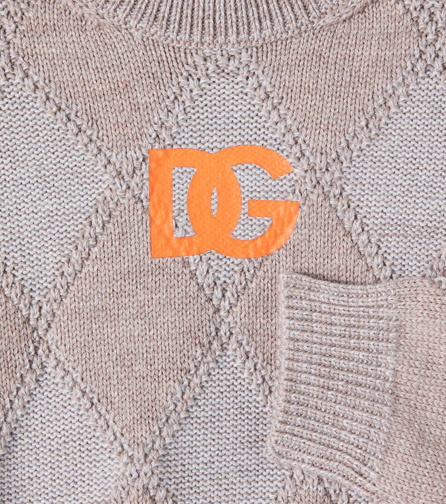 Dolce & Gabbana Dg Intarsia Wool Sweater In Nude