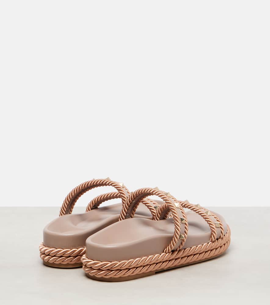 Valentino Rockstud Rope-detail Slide Sandals