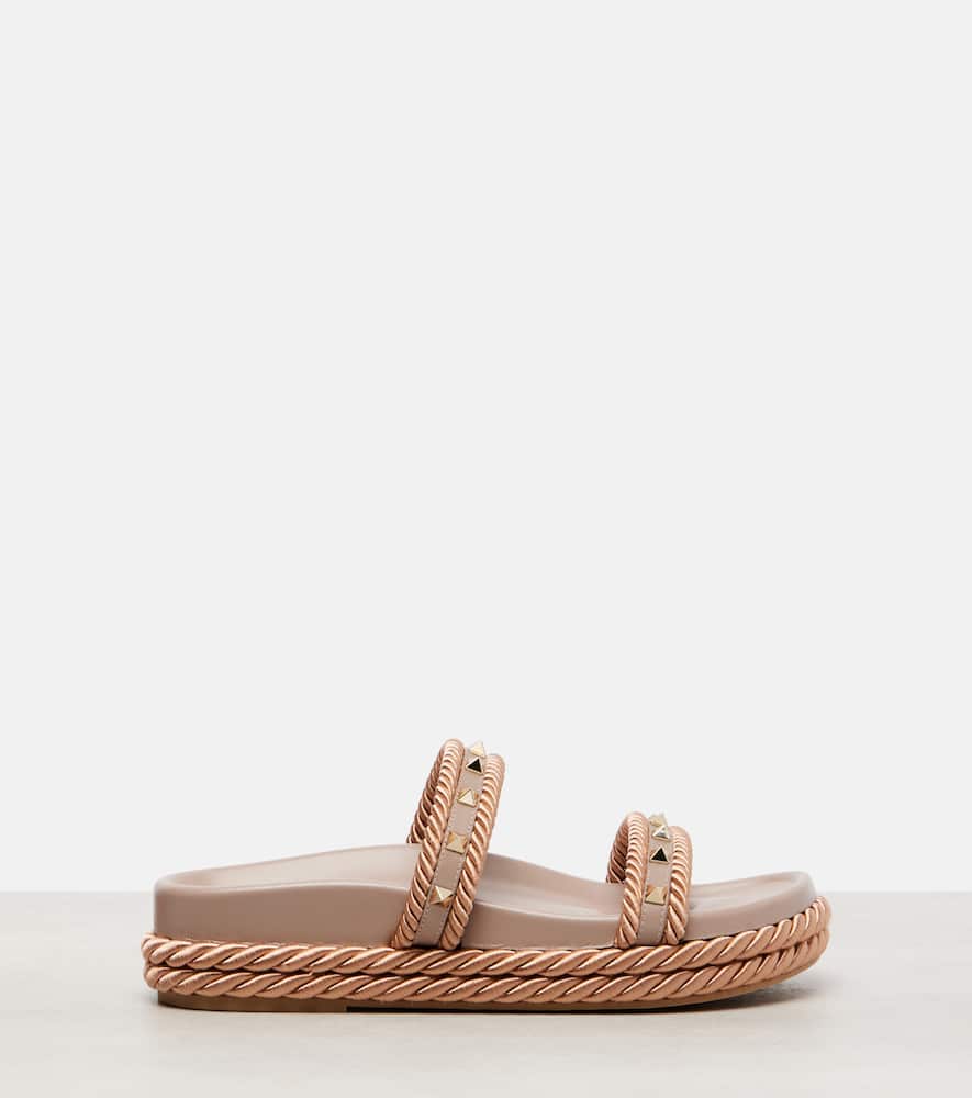 Valentino Rockstud Rope-detail Slide Sandals