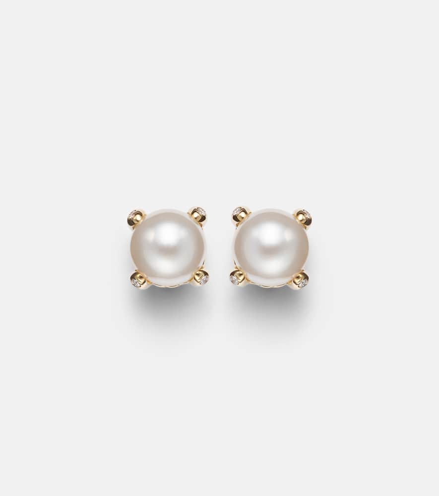 David Yurman Pearl Classics 18kt Gold Earrings With Pearls And Diamonds In Gold
