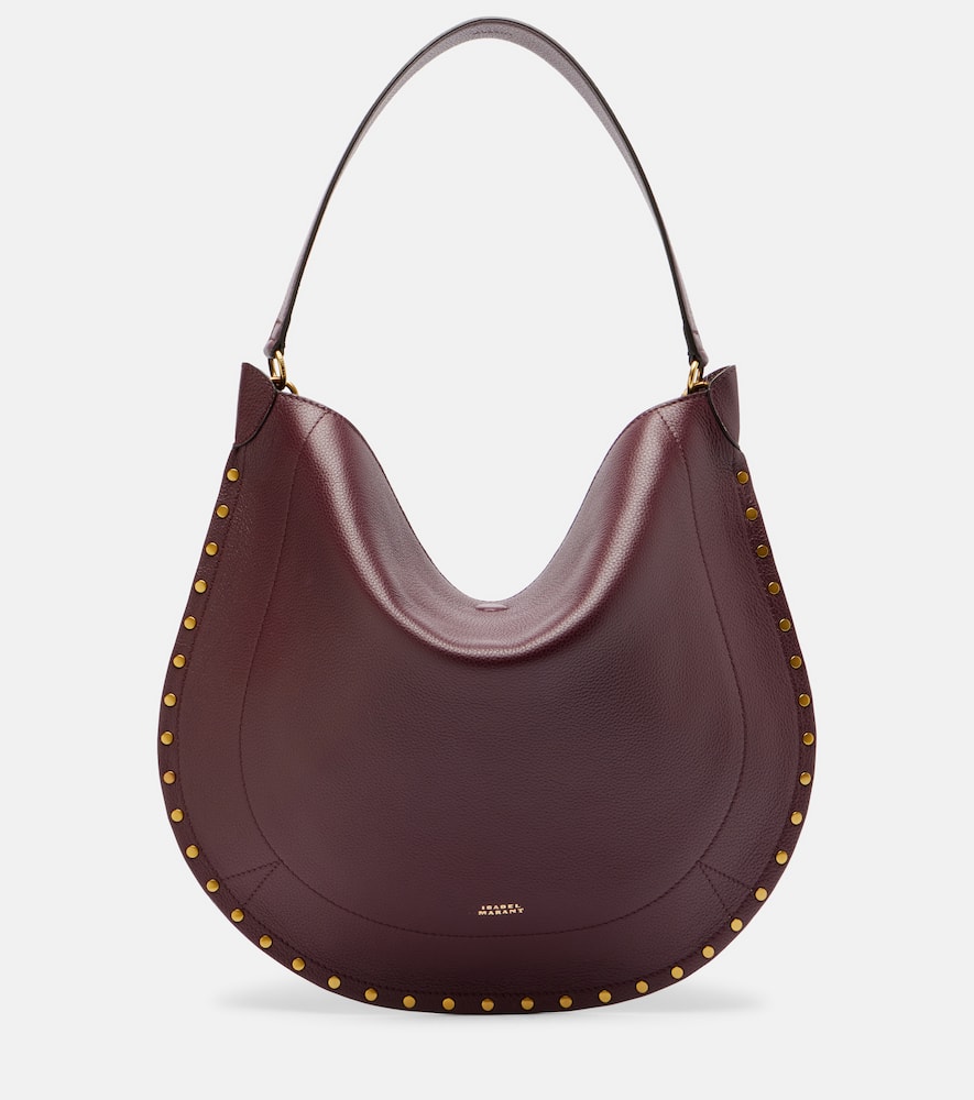 Isabel Marant Oskan Medium Leather Shoulder Bag In Burgundy