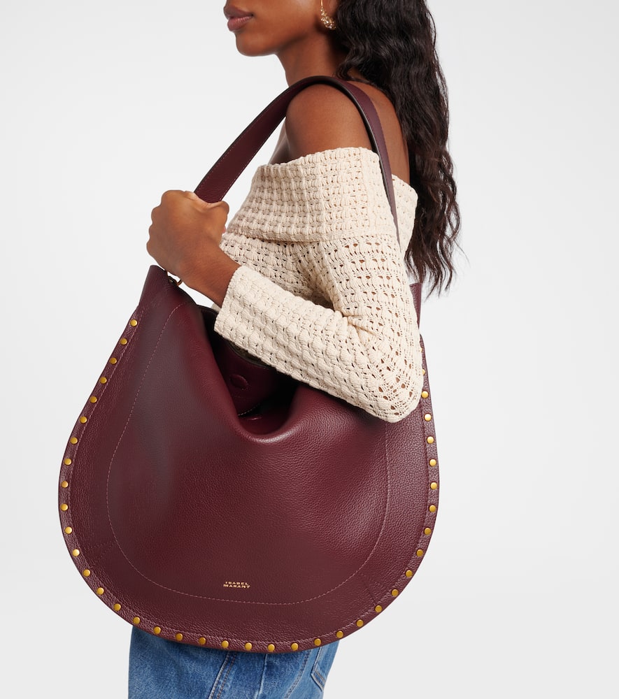 Isabel Marant Oskan Medium Leather Shoulder Bag In Burgundy